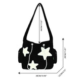 Vvsha Girls Cute Star Print Shoulder Bags Women Japanese Casual Fashion Crossbody Bag Y2k Streetwear Tote Bags for College Student