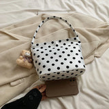 Vvsha 1pcs pure color polka dot shoulder bag fashion armpit bag bucket bag comes with pendant