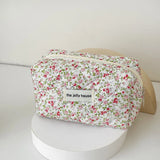 Vvsha Fashion Flower Quilted Makeup Storage Bag Portable Travel Organizer Cosmetic Toiletry Pouch Cute Make Up Handbag Floral Bags