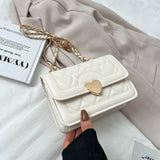 Vvsha New Arrivals Chain Shoulder Bag Fashion Heart Pattern Crossbody Bags For Women Flap Solid Pu Leather Lady Handbags