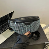 Vvsha Christmas Gift Fashion Diamond Studded Women's Chest Bag, Wide Strap Crossbody Shoulder Bags Designer Fanny Pack Ladies Waist Bag