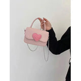 Vvsha 2024 Summer New Pink Love Color Girl Cute Small Square Bag Fashion Hand Chain Crossbody Bag