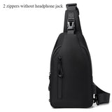 Vvsha Men Bag Fashion New Solid Color Men Chest Bag Outdoor Casual Fashion One Shoulder Crossbody Bag Nylon USB Charging Shoulder Bags