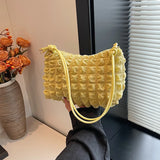 Padded Crossbody Bag for Women Quilted Cloud Shoulder Bag Ruched Handbags Female Tote Bag Pleated Bubbles Bucket Messenger Bag