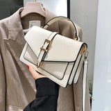 Vvsha - Solid Color Messenger Shoulder Bag Portable PU Leather Handbag Crossbody Bag Women Ladies