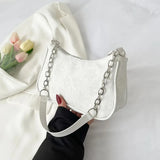 Vvsha This white elegant and gentle chain underarm bag for women is foreign-style, simple and a small square bag. It's a fashionable a