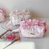 Vvsha INS Sweet Style Cosmetic Bag Cute Ballet Girl Style Ribbon Decor Makeup Tool Oganizer Bag Household Toiletry Bag Cosmetic Bag