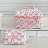 Vvsha New Kawaii Pink Bowknot Women Cosmetic Quilted Bag Large Capacity Toiletry Makeup Storage Handbag Pouch Mermaid Zipper Bags