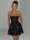 Vvsha Glitter Glam Mesh Mini Bow Dress