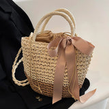 Vvsha Casual Straw Women Shoulder Bags Wicker Woven Handbags Handmade Summer Vocation Beach Rattan Bag Female Large Capacity Totes