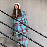 Vvsha Checkered Suit Jacket for Women's Autumn/Winter 2024 Hong Kong Style Retro Small Fragrant Half Skirt Two-piece Set Trendy Trendy