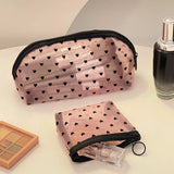 Vvsha Heart Transparent Mesh Makeup Bag Multifunction Portable Women Cosmetic Storage Pouch Ladies Toiletry Lipstick Organizer Bags