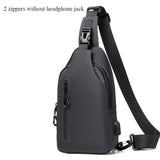 Vvsha Men Bag Fashion New Solid Color Men Chest Bag Outdoor Casual Fashion One Shoulder Crossbody Bag Nylon USB Charging Shoulder Bags