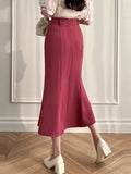 Vvsha High Waist Mermaid Skirts Women New Arrival 2024 Korean Style Solid Color Office Ladies Elegant Slim Long Skirt