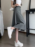 Vvsha High Waist Pleated Long Skirt Women New Arrival 2023 Autumn Korean Style Solid Color Ladies Elegant A-line Skirts W1361