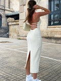 Vvsha Coconut Crush Backless Halter Dress