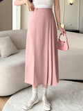 Vvsha High Waist Long Skirts Women New Arrival 2024 Fashion Korean Style Solid Color All-match Office Lady Elegant A-line Skirt