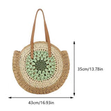 Vvsha Summer Straw Bags for Women Round Shoulder Bag Travel Handmade Woven Beach Handbags Female Large Capacity Totes Shopping Bags