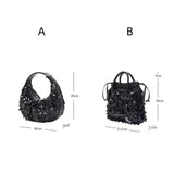 Vvsha  Luxury Shoulder Bags For Women Armpit Handbag New Sequin Collection Hobo Bag Black Sequin Evening Bag Ladies Purse Bolsa