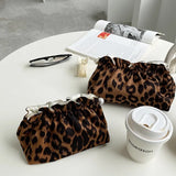 Vvsha Fashion Women Pearl Zipper Makeup Bag Large Capacity Toiletry Travel Organizer Pouch Ladies Leopard Printed Make Up Bags Gift