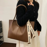 Vvsha Chic Large Capacity Tote Bag for Women - Fashionable Shoulder Handbag with Polyester Lining, Available in Brown/Black