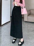 Vvsha High Waist Long Skirt Women New Arrival 2024 Autumn Korean Style All-match Solid Color Office Lady Elegant A-line Skirts