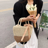 Vvsha Casual Straw Women Shoulder Bags Wicker Woven Handbags Handmade Summer Vocation Beach Rattan Bag Female Large Capacity Totes