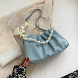 Vvsha Fashion Pleated Crossbody Shoulder Bag Fashion Cloud PU Leather Small Handbags Purse Women Pearl Luxury Design Underarm Bags