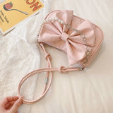 Vvsha Trendy Pearl Bow Shoulder Bag Underarm Bag Daily Commuting Bag Casual Handbag Solid Business Women's Bag