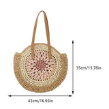 Vvsha Summer Straw Bags for Women Round Shoulder Bag Travel Handmade Woven Beach Handbags Female Large Capacity Totes Shopping Bags