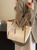 Vvsha Scarf Accent Leather Tote Bag