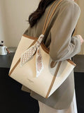 Vvsha Scarf Accent Leather Tote Bag