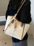 Vvsha Scarf Accent Leather Tote Bag