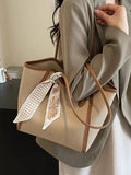 Vvsha Scarf Accent Leather Tote Bag