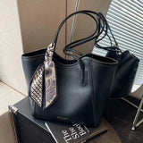 Vvsha Scarf Accent Leather Tote Bag