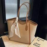 Vvsha Scarf Accent Leather Tote Bag