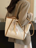 Vvsha Scarf Accent Leather Tote Bag