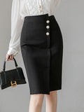 Vvsha High Waist Pencil Skirts Women New Arrival 2023 Summer Korean Style Solid Color Office Lady Knee-length Elegant Skirt W1351