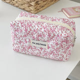 Vvsha Fashion Flower Quilted Makeup Storage Bag Portable Travel Organizer Cosmetic Toiletry Pouch Cute Make Up Handbag Floral Bags