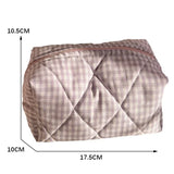 Vvsha Fashion Checkered Floral Makeup Bag Large Capacity Portable Cosmetic Storage Bag Cotton Quilted Wash Bag Skincare Pouch