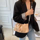 Vvsha Fashion Pleated Crossbody Shoulder Bag Fashion Cloud PU Leather Small Handbags Purse Women Pearl Luxury Design Underarm Bags