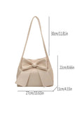 Vvsha Fashionable Large Capacity Bow Knot Shoulder Bag Cute Kawaii Bow Decor Water Bucket Bag Lightweight Casual Handbag