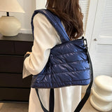 Vvsha New Fashion Puffer Tote Bag Padded Handbags Autumn Winter Quilted Women Shoulder Bags Purses PU Down Cotton Thread Crossbody Bag