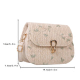 Vvsha Fashion Lace Flower Shoulder Crossbody Bags for Women Summer Beach Straw Messenger Bags Handmade Woven Ladies Shoulder Bags