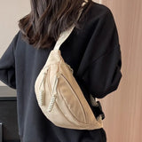 Vvsha Waist Bag Women New Canvas Leisure Portable Zipper Korean Style Canvas Chest Bag Shoulder Bag Waist Bag Sports