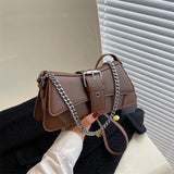 Vvsha Solid color Women Chain Shoulder Side Bag Small PU Leather Handbag And Wallet Vintage Luxury Brand Lady Flap Crossbody Sling Bag