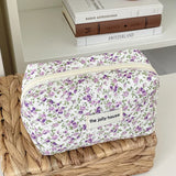 Vvsha Fashion Flower Quilted Makeup Storage Bag Portable Travel Organizer Cosmetic Toiletry Pouch Cute Make Up Handbag Floral Bags