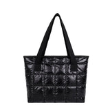 Vvsha New Fashion Large Tote Padded Handbags Autumn Quilted Women Shoulder Bags Luxury PU Down Cotton Thread Crossbody Bag Winter Bag