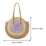 Vvsha Summer Straw Bags for Women Round Shoulder Bag Travel Handmade Woven Beach Handbags Female Large Capacity Totes Shopping Bags