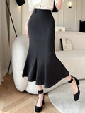 Vvsha High Waist Mermaid Skirts Women New Arrival 2024 Korean Style Solid Color Office Ladies Elegant Slim Long Skirt